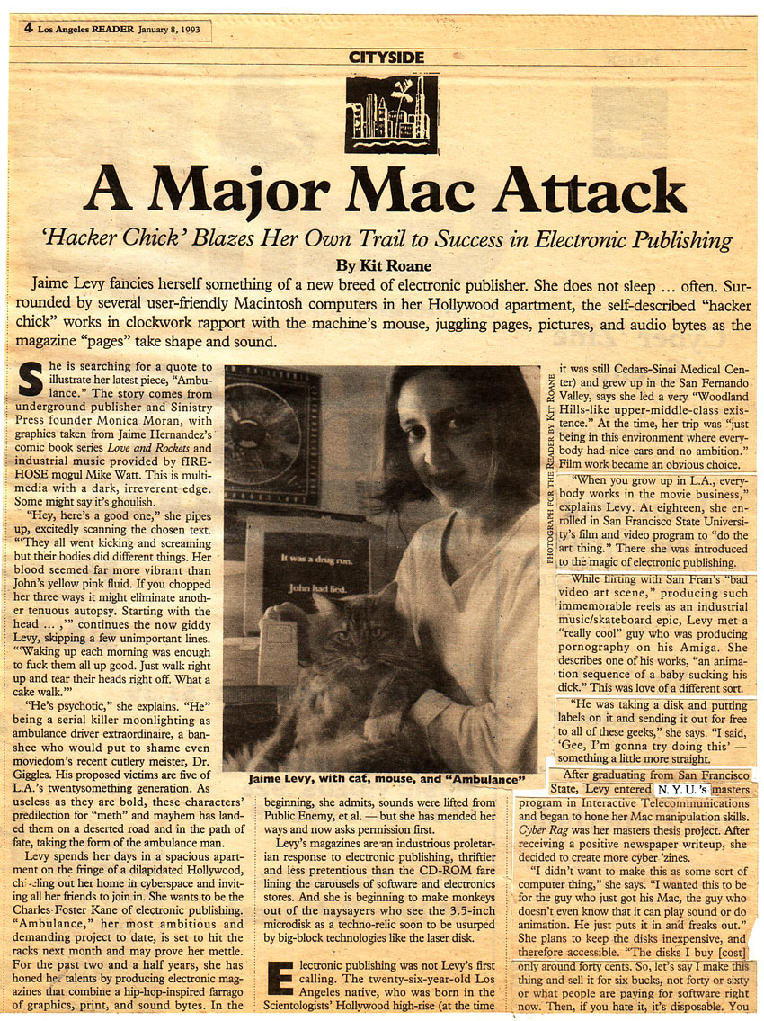 Jaime Levy in the LA Reader - January, 1993