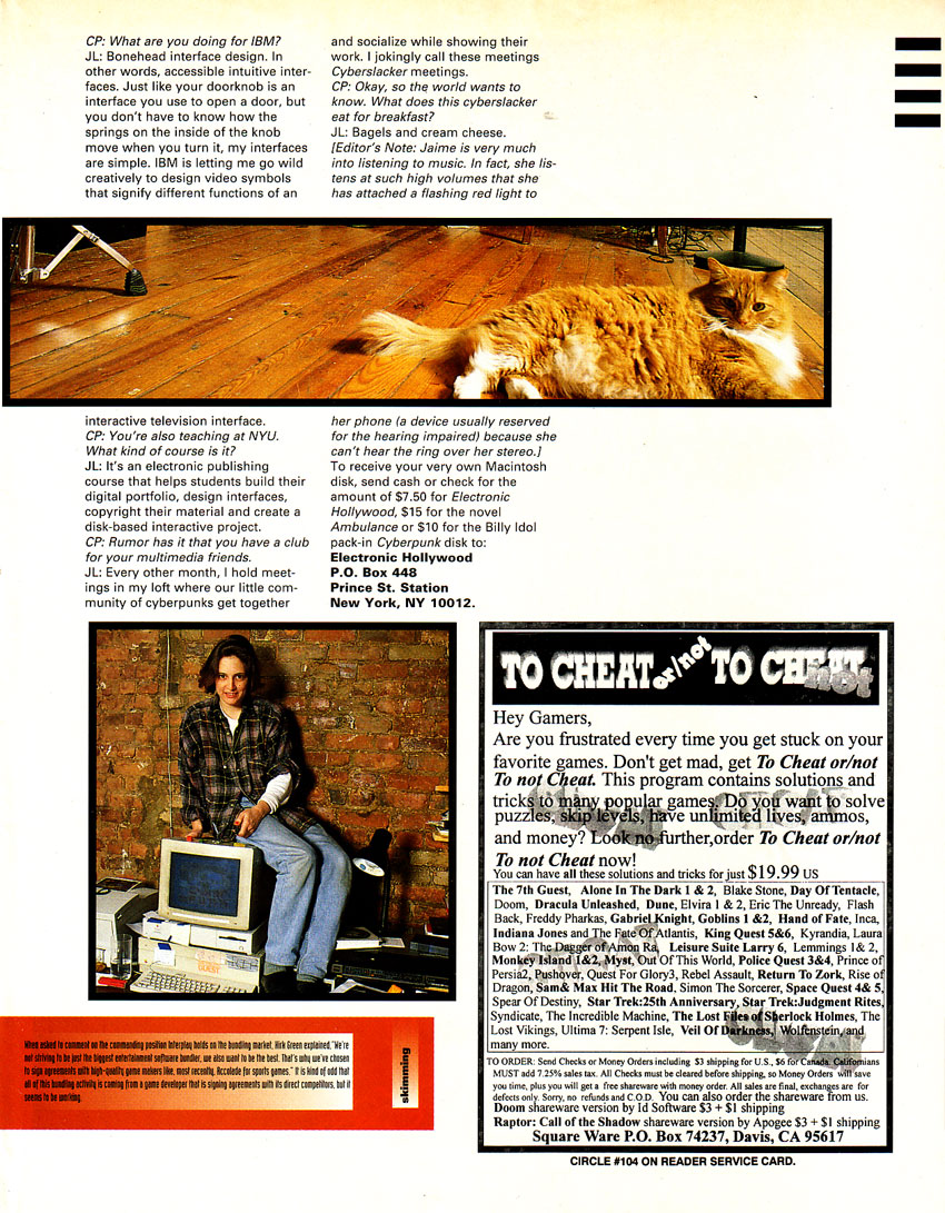 Jaime Levy in Computer Player Magazine 2 - July 1994