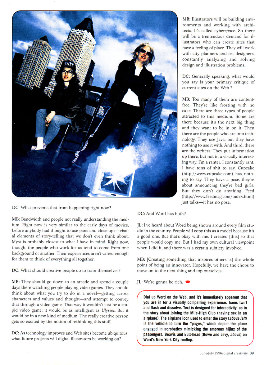 Jaime Levy in Digital Creative Magazine - June 1996 - p3