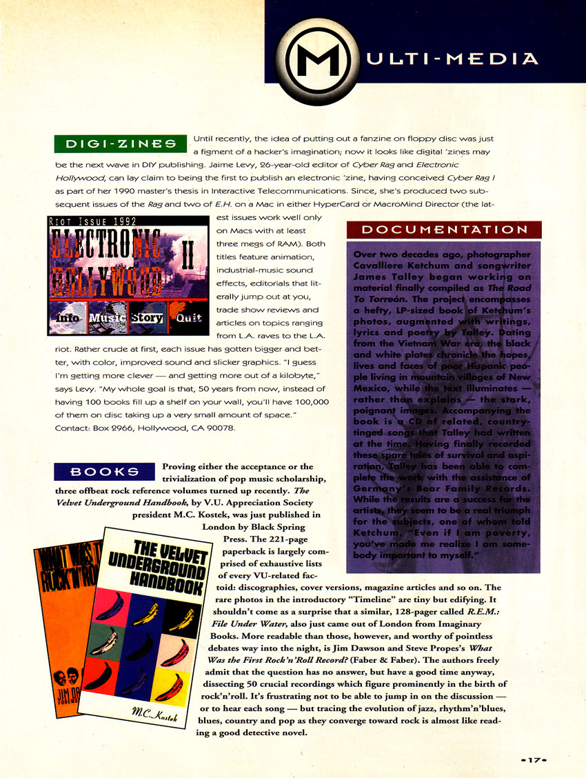 Jaime Levy in Option Magazine - February 1993