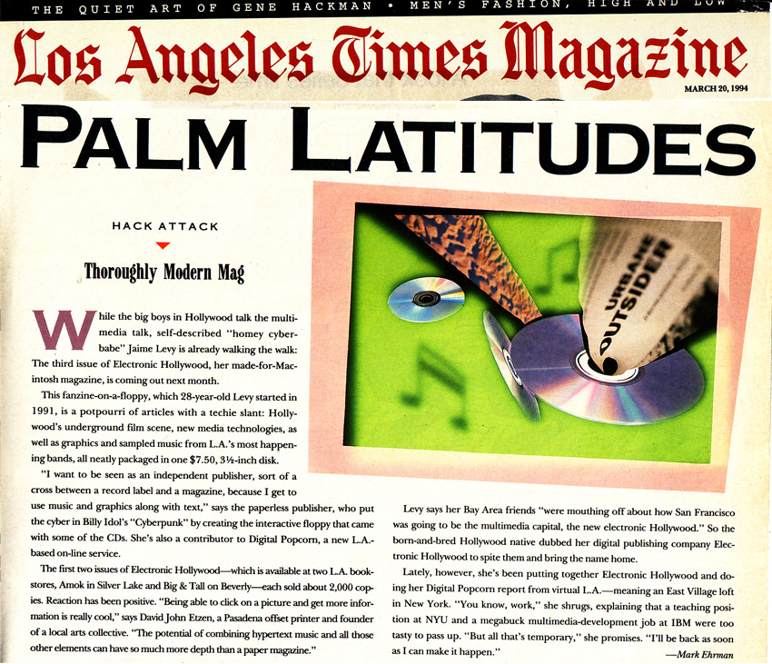 Jaime Levy in the LA Times Magazine - March, 1994