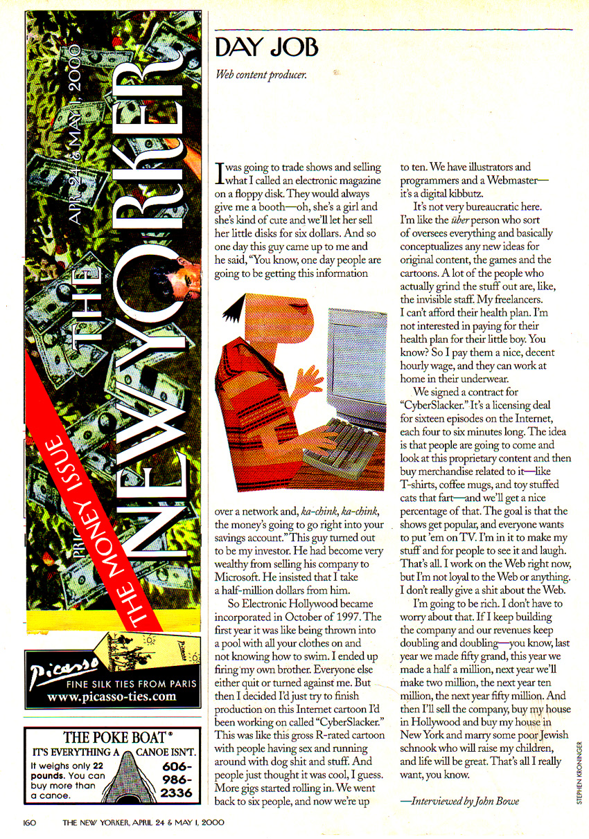 Jaime Levy in New Yorker magazine - October 2000